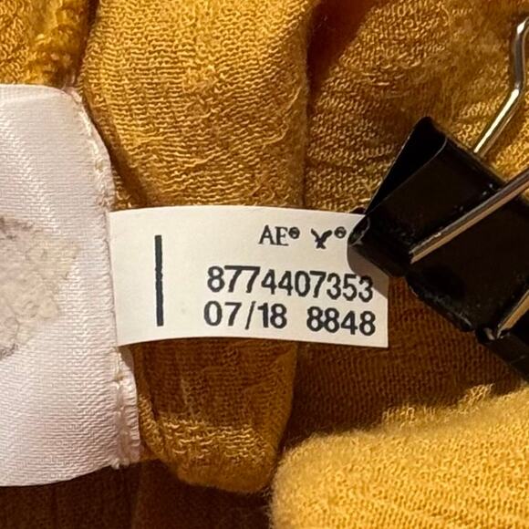 American Eagle Top Boho Cottage Prairie Romantic Hippie Fairy Folk Mustard Large - Picture 6 of 7